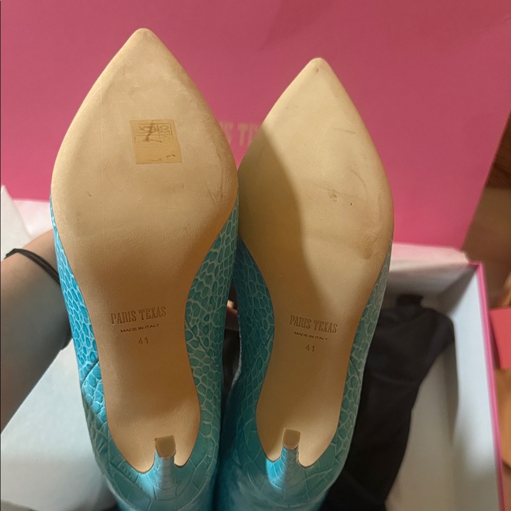 Paris Texas Turquoise Knee-High Stiletto Boots - Picture 6 of 9